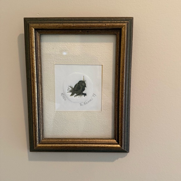 Nancy Nemec Signed Limited Edition Owl Print 5/50 Framed 1977